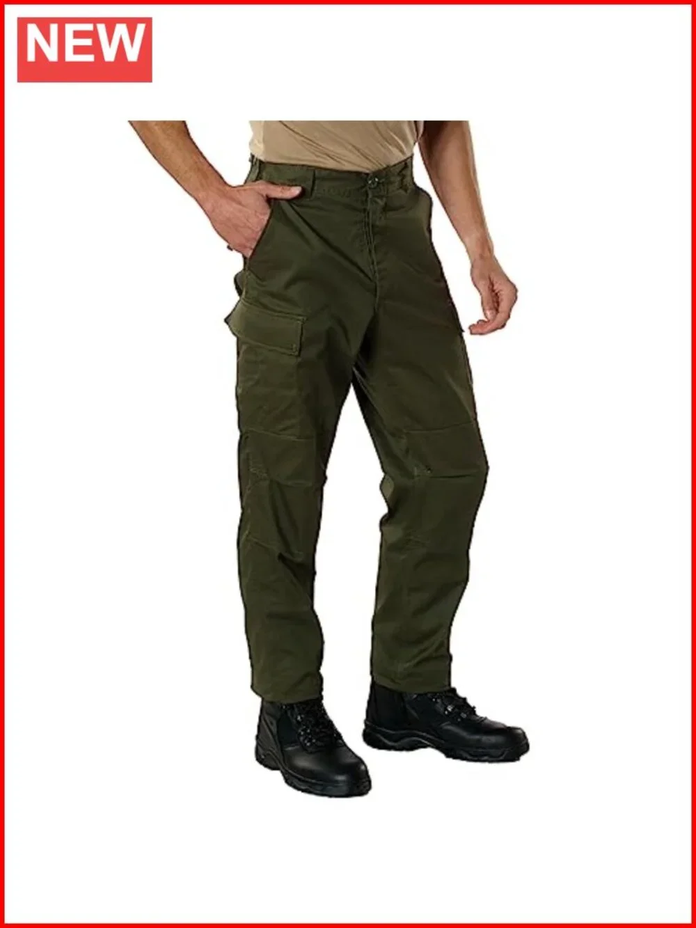 Relaxed Fit Tactical BDU Cargo Pants with Zipper Fly - 55% Cotton, 45%